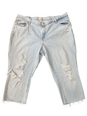 Levi's Light Blue Distressed Cropped Jeans, Capri, 20W